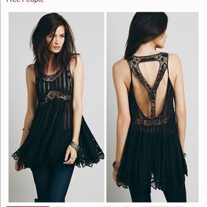Free People Sleepless Night Tunic Dress Top Black